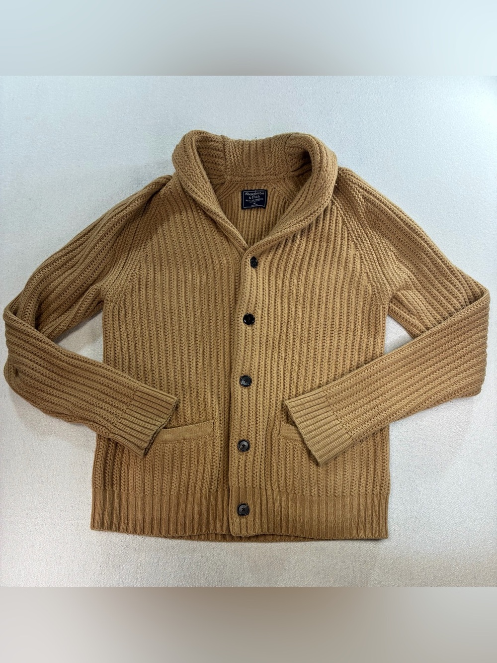 Abercrombie & Fitch Men’s M Brown Shawl Collar Cardigan Sweater Kurt Cobain Grun